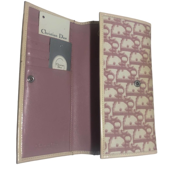 DIOR Vintage Pink Trotter Logo Girly #1 Long Wallet - Picture 2 of 9